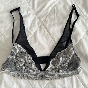Elegant Black and White Lace Bralette